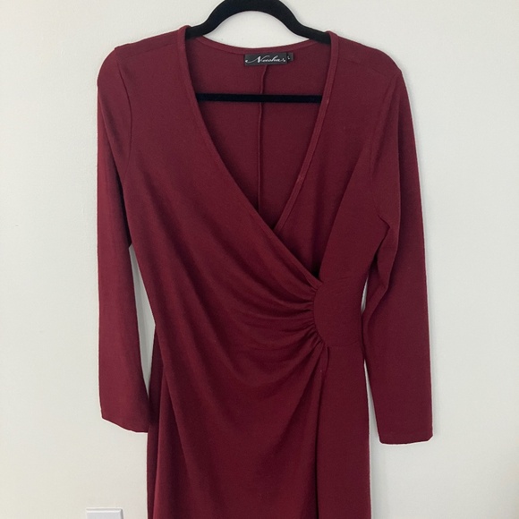 Vintage maroon Neesha Knit Sweater Dress Size L - Picture 1 of 3
